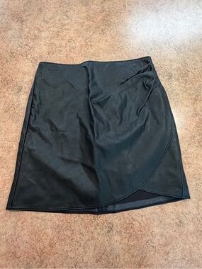 Abercrombie & Fitch Black Faux Leather Mini Wrap Skirt